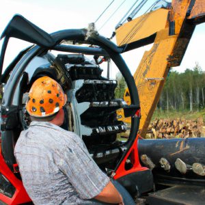 Person operating logging machinery equipment