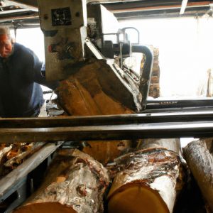 Person operating lumber processing machinery
