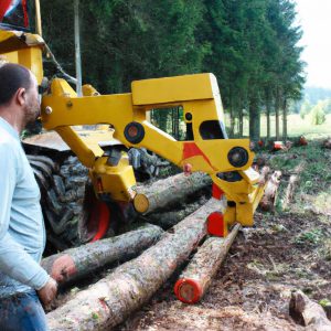 Person operating logging machinery equipment