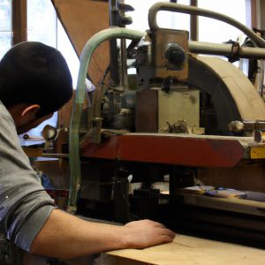 Person operating woodworking machinery