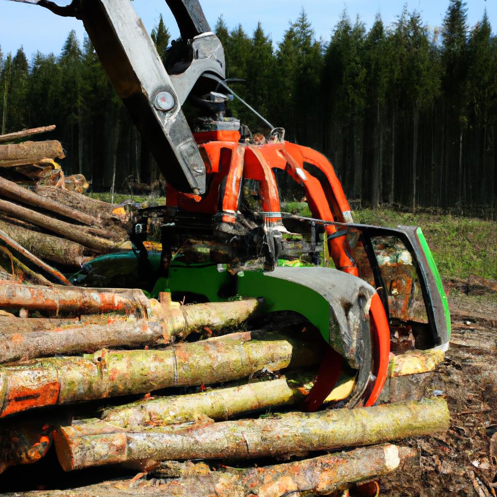 Person operating timber harvesting machinery
