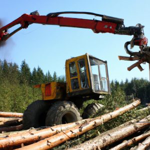 Person operating timber harvesting machinery