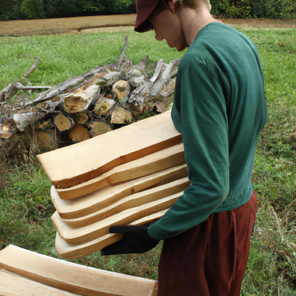 Person managing wood by-products